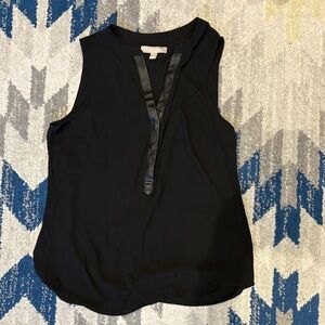 Banana Republic Black Sleeveless Top with Leather Detail